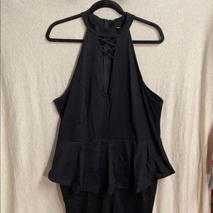 Black peplum jumpsuit